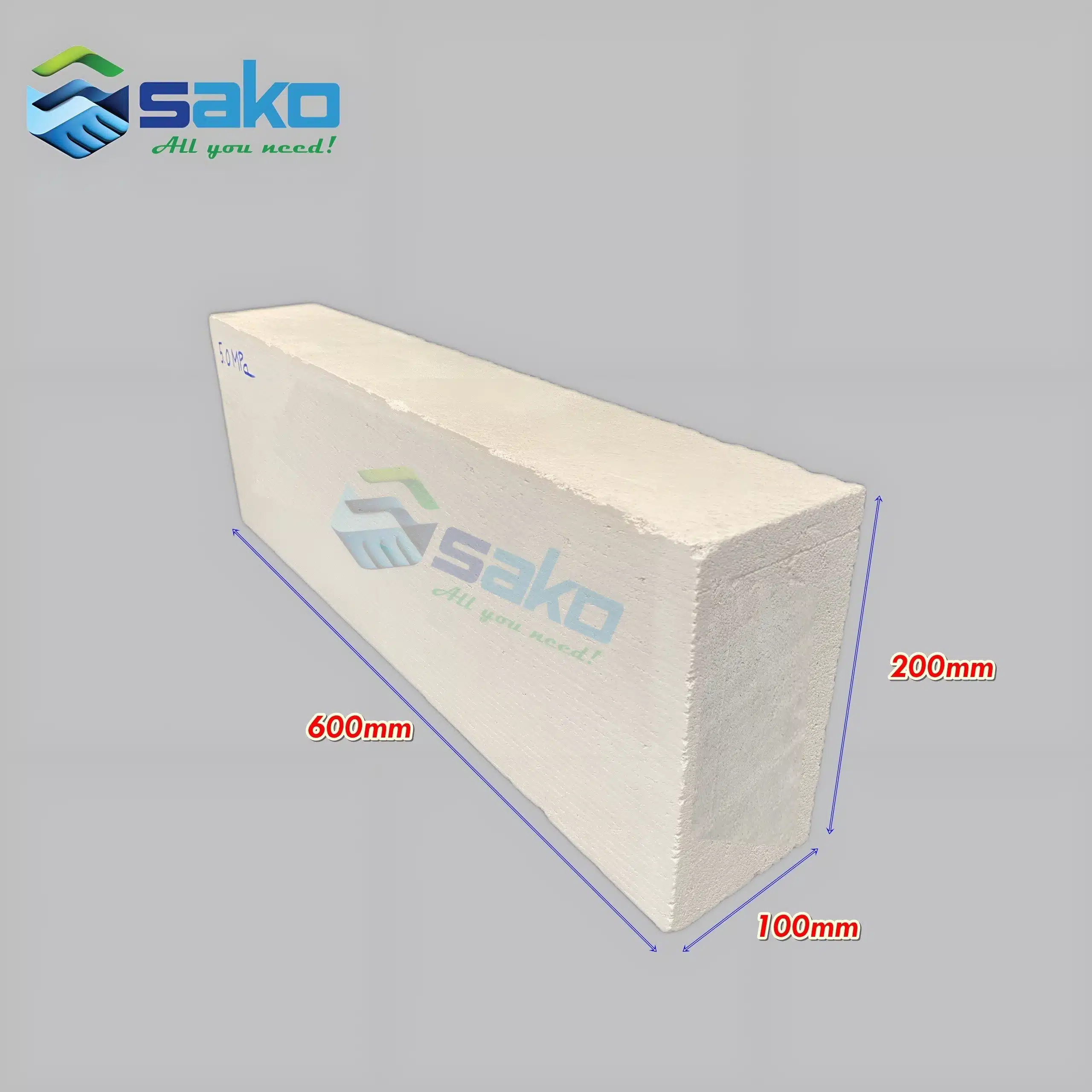 Gạch AAC 600x200x100mm